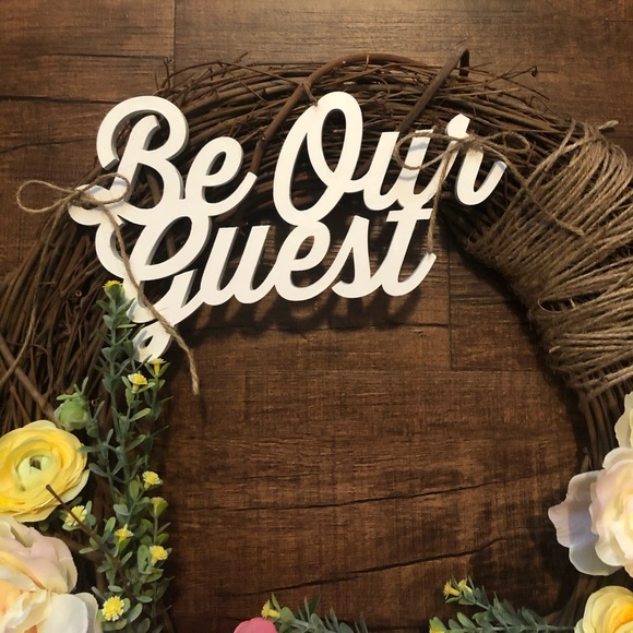 Handmade Be Our Guest Summer Floral Wreath - Picture 3 of 6